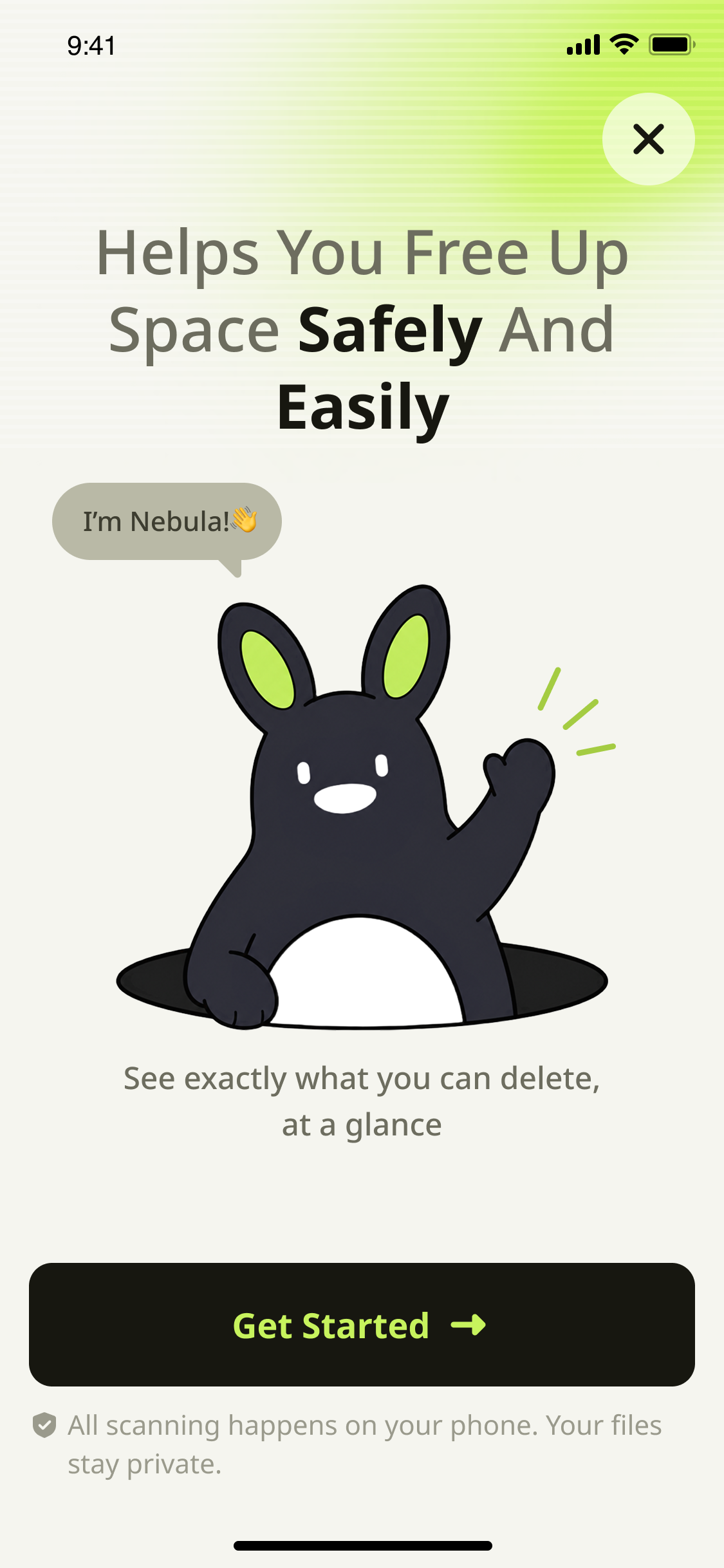 Nebula AI Clean onboarding screen
