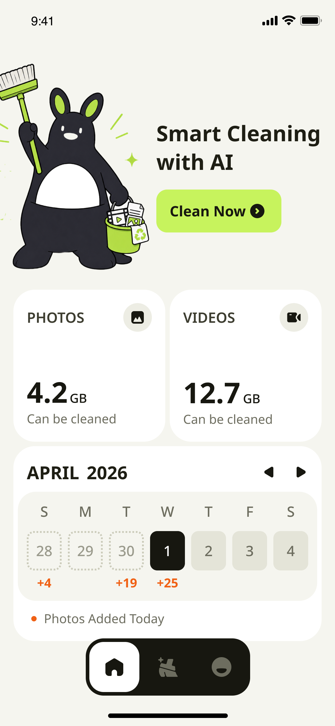 Nebula AI Clean storage overview